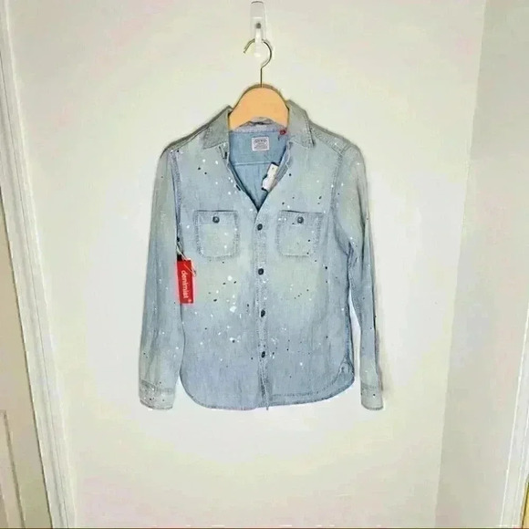 Denimist Denim Chambray Workwear Shirt Sommerset Indigo Paint Splatter - Picture 2 of 9